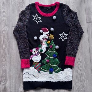 United States Sweaters Black and Pink Festive Sweater